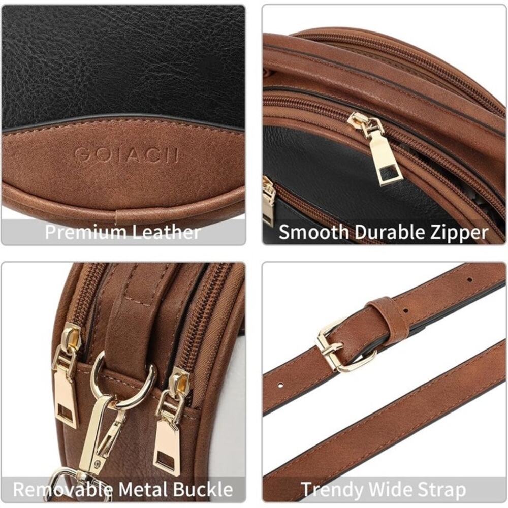 Top-Handle Crossbody Bag Soft Leather Trendy Purse Circle Handbags Small - Picture 5 of 6